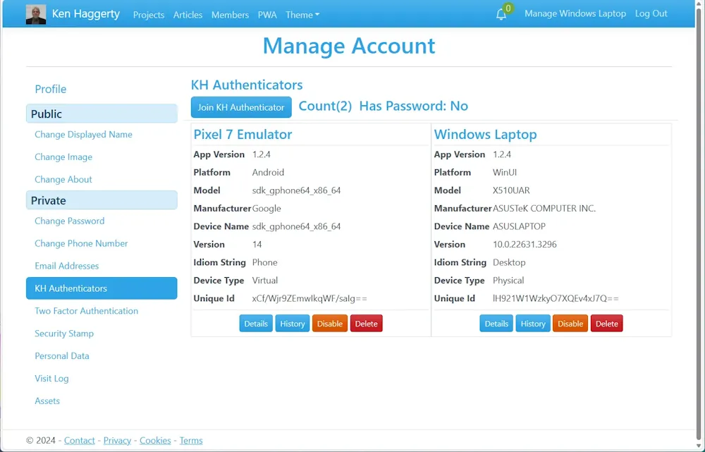 Manage Account on kenhaggerty.com