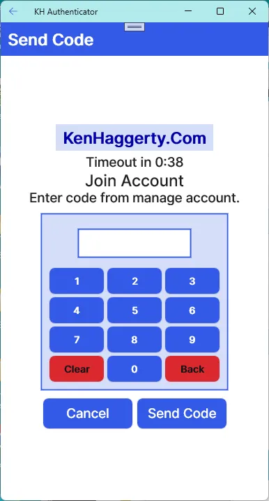 Send Code page