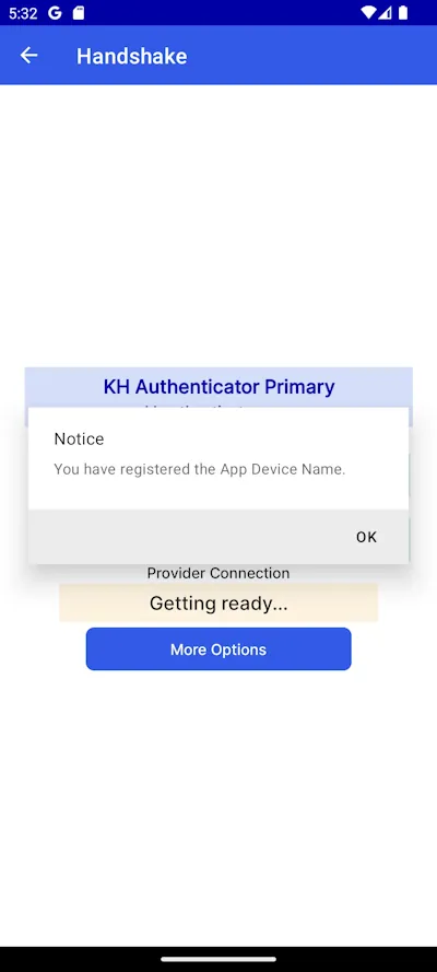 App device name registered dialog