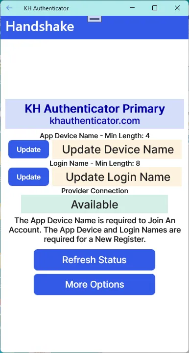 Handshake page for khauthenticator.com