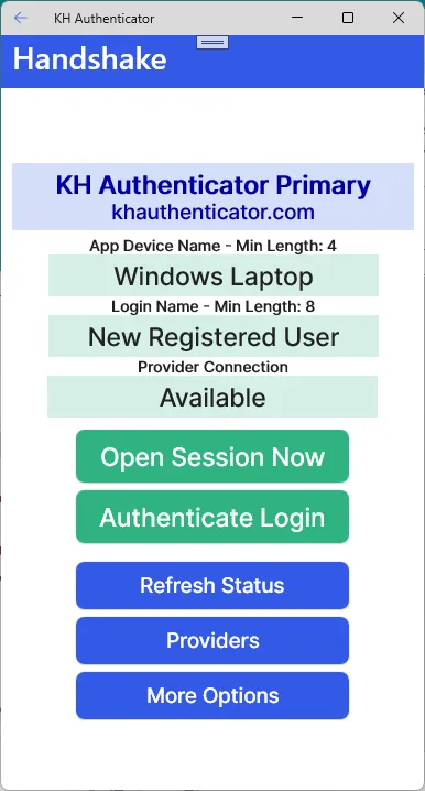 Handshake page with Providers button