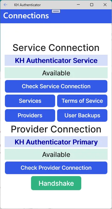 Connections page with Services button